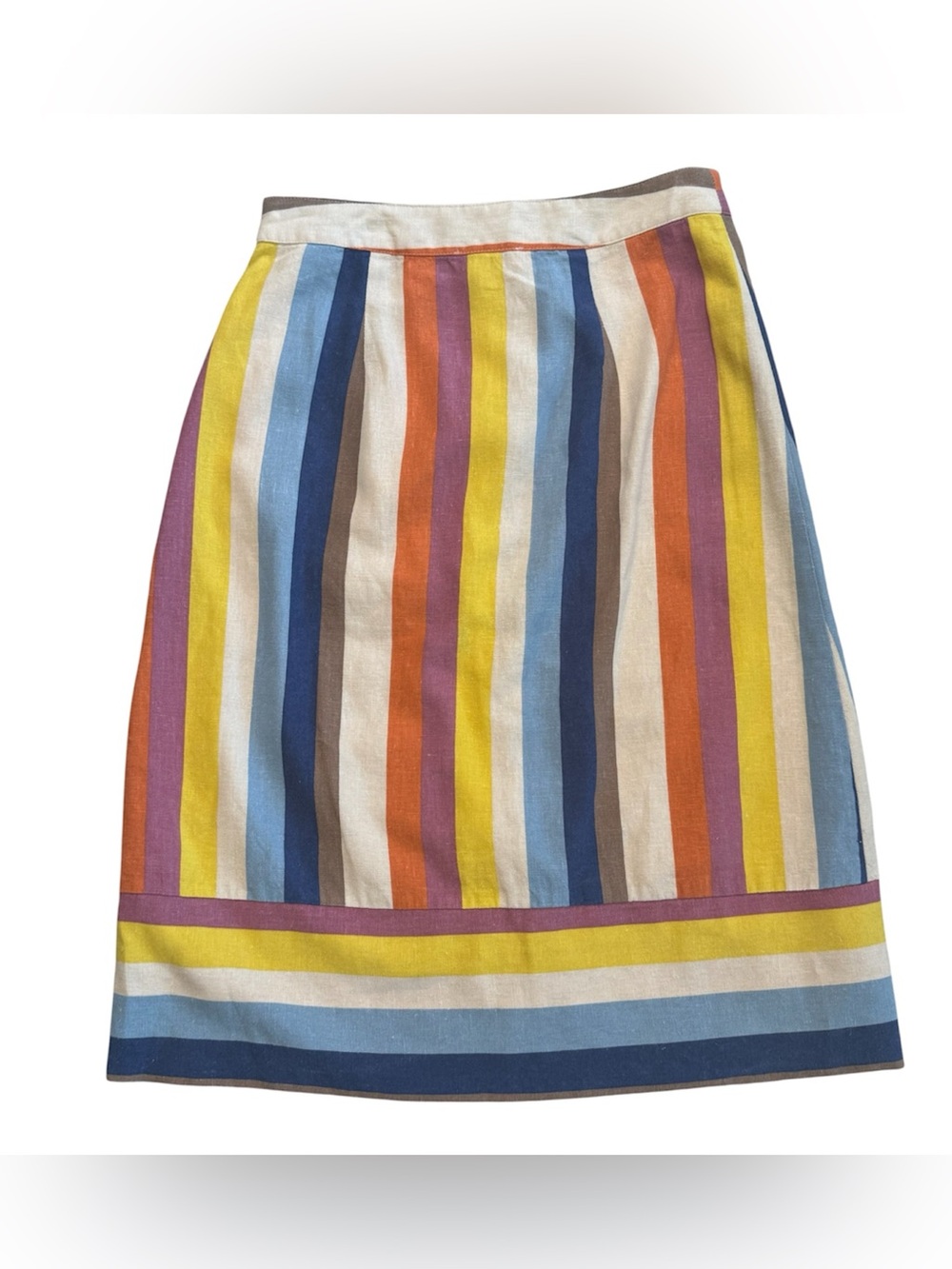 Gilli women’s multicolor linen blend button front striped skirt size small - Picture 2 of 5
